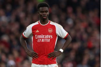 Arsenal's Bukayo Saka missing from practice ahead of game against Brighton, possibly due to injury.