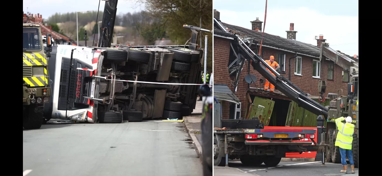 Giant crane cuts through roof, causing damage to house.
