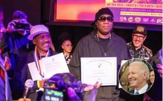President Biden honored KRS-One and Kurtis Blow at the Lifetime Achievement Awards ceremony.