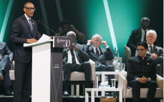 Rwandan leader blames world for not stopping genocide during 30th anniversary ceremony.
