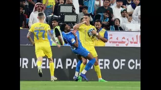 Ronaldo loses control in Al-Nassr's defeat, elbowing opponent and challenging referee.