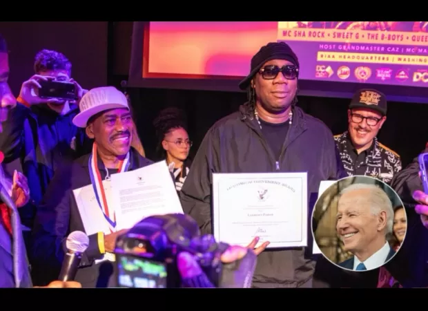 President Biden honored KRS-One and Kurtis Blow at the Lifetime Achievement Awards ceremony.