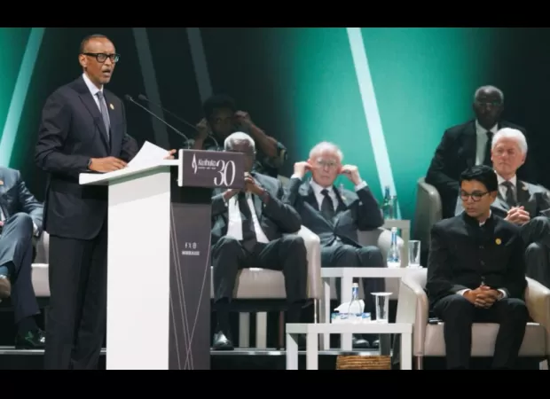Rwandan leader blames world for not stopping genocide during 30th anniversary ceremony.