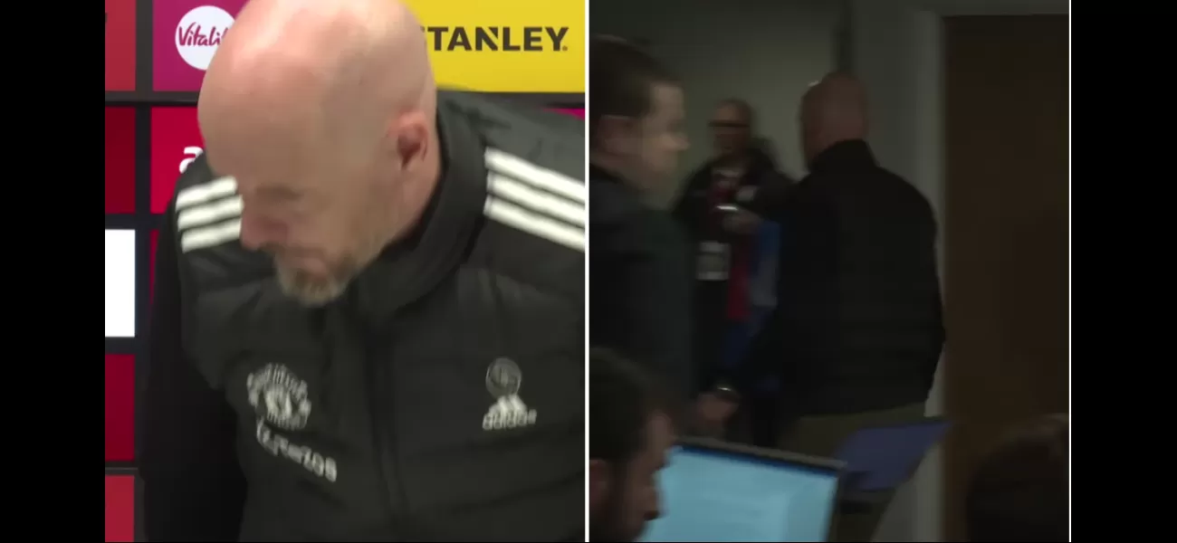 Dutch coach Erik ten Hag leaves Man Utd press conference and declines to respond to inquiry.