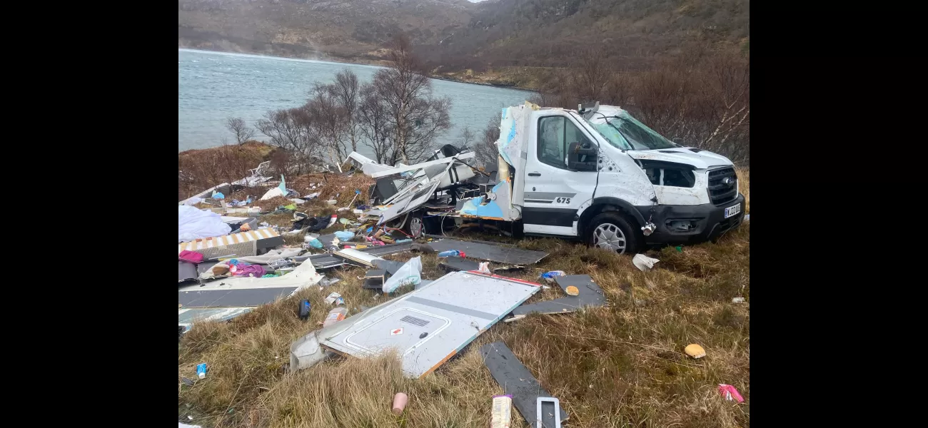 A sudden, strong wind unexpectedly carries a motorhome with a family inside.