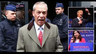 Cops interrupt event with Nigel Farage speaking.