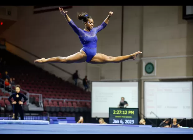 Morgan Price from Fisk University makes history as the first HBCU gymnast to become a national champion.