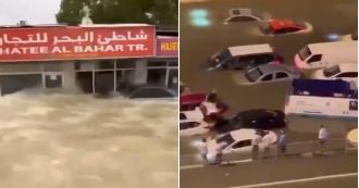Dubai is in chaos as residents evacuate due to flooding.