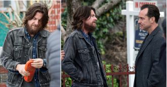 Famous TV star looks completely different while filming a new project alongside Jude Law.