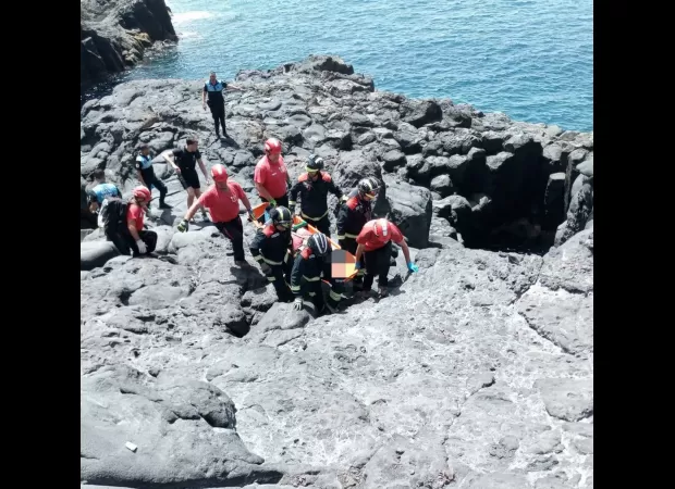 UK vacationer taken to hospital after crashing into rocks while on trip.