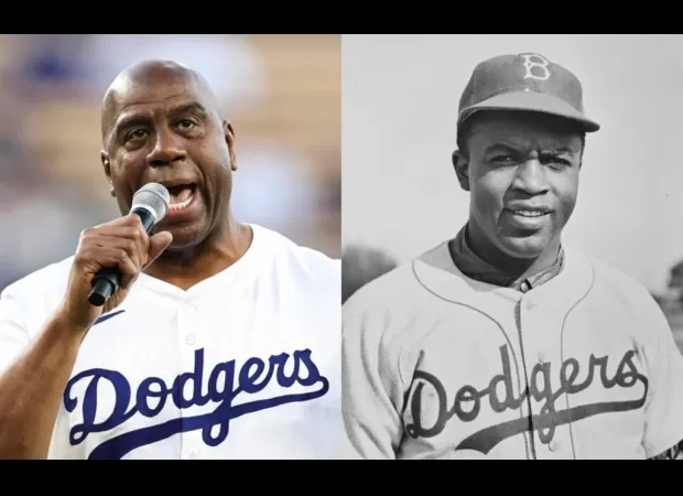 Magic Johnson thanks Jackie Robinson during MLB tribute