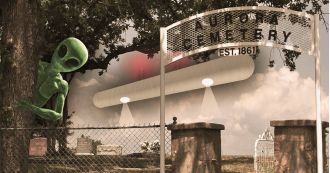 Did people in a small town bury an alien who crashed there 130 years ago?