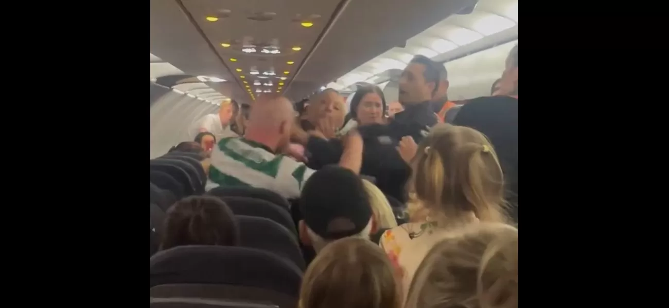 A Celtic fan assaulted police on a flight after drinking a bottle of vodka.
