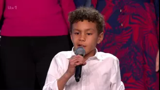 A young singer with a brain tumor moved Britain's Got Talent audience to tears as her choir received the Golden Buzzer.