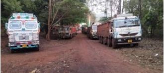 Police confiscated 8 trucks transporting iron ore pieces.