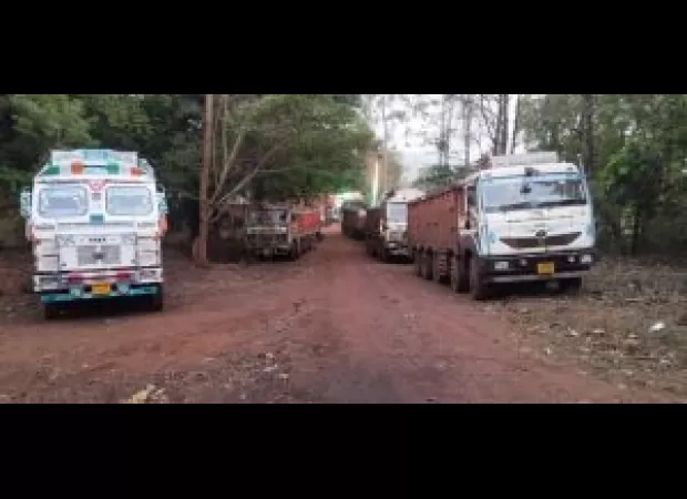 Police confiscated 8 trucks transporting iron ore pieces.
