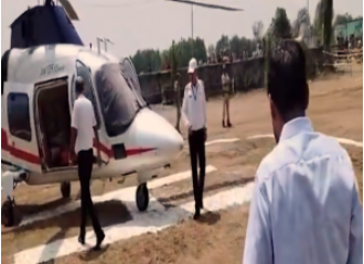 A team from the Election Commission is inspecting Pandian’s helicopter in Nabarangpur, Odisha.