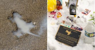 Chicago city removes and keeps well-known 'rat hole' in pavement.