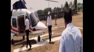 A team from the Election Commission is inspecting Pandian’s helicopter in Nabarangpur, Odisha.