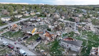 A destructive tornado in Nebraska causes extensive damage to homes, leaving hundreds destroyed.