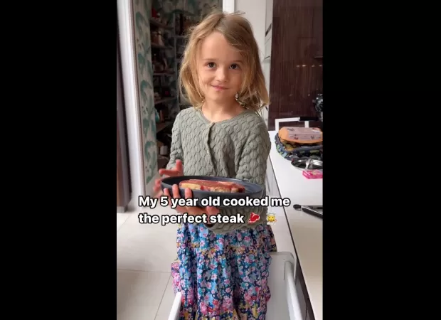 Celebrity chef Joe Wicks allows his 5-year-old daughter to use a Japanese knife while cooking steak.