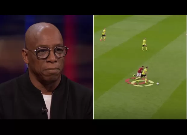 Ian Wright calls out a Manchester United player for allowing Sander Berge to easily pass by him.