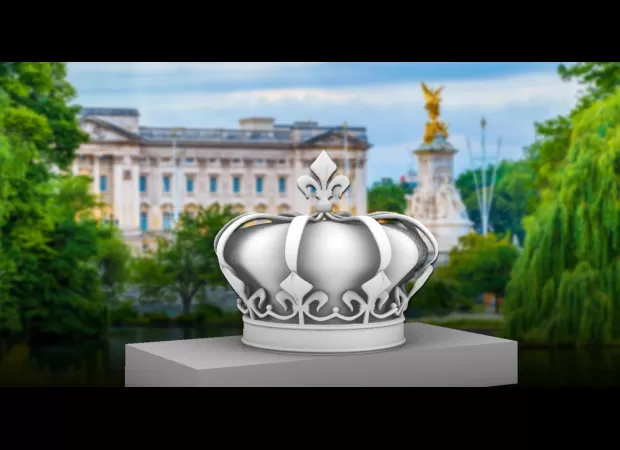 Big crown going up at Buckingham Palace, see it here.