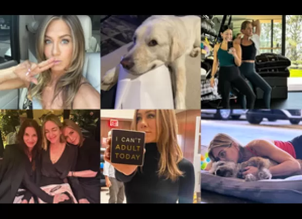 Jennifer Aniston posted puppy and workout photos on Instagram in a recent photo dump.