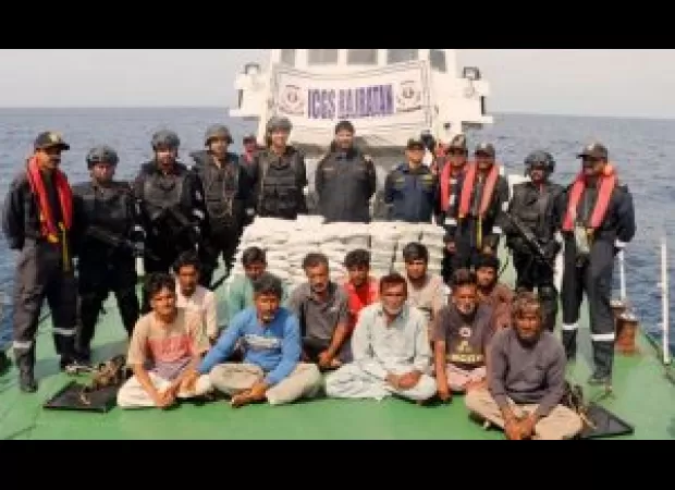 14 people arrested after Pakistani boat found with Rs 600 crore worth of heroin off Gujarat coast.