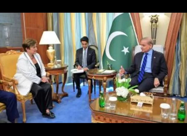 Pakistan PM meets with IMF leader in Saudi Arabia to talk about new loan program.