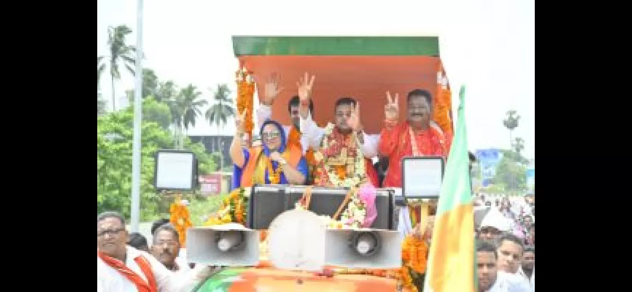 Sambit Patra, a BJP leader, registers as a candidate for the Puri Lok Sabha constituency.