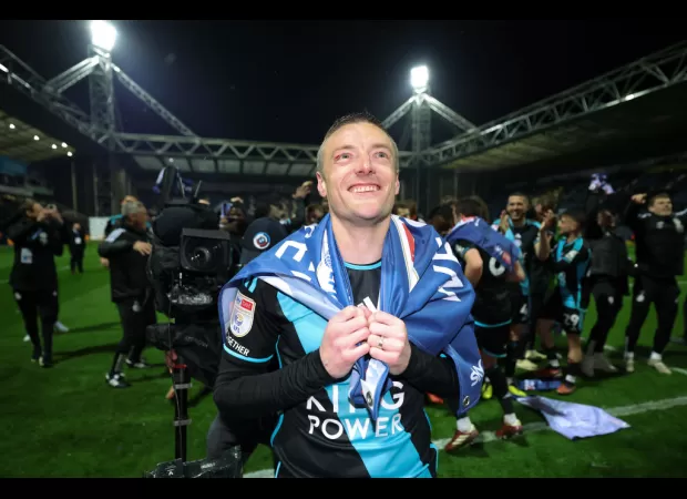 Leicester player Vardy denies retirement rumors amidst team's Championship win.