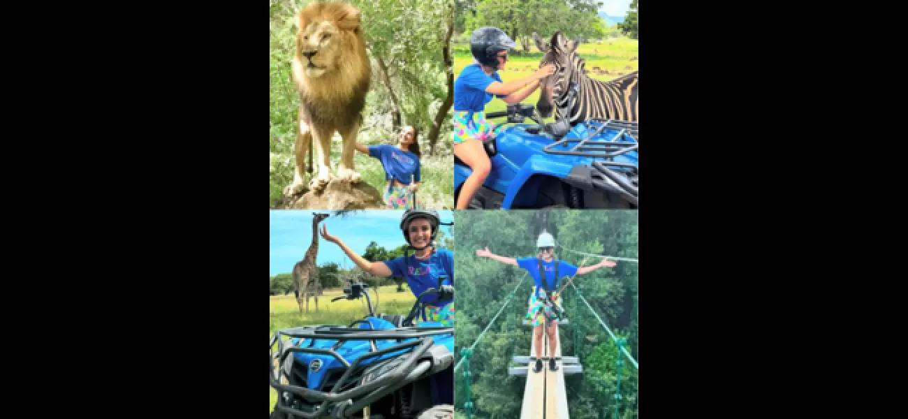 Jasmine Bhasin takes photo with lion and has fun at Mauritius zoo.