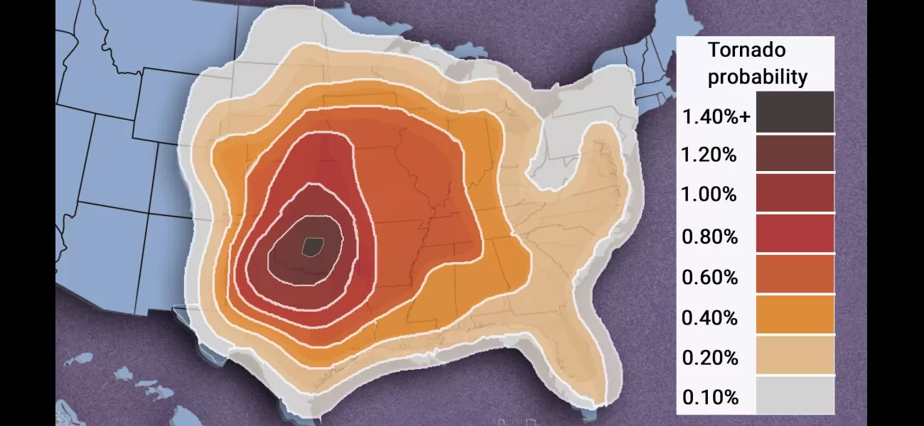 US tornado risk map for current season