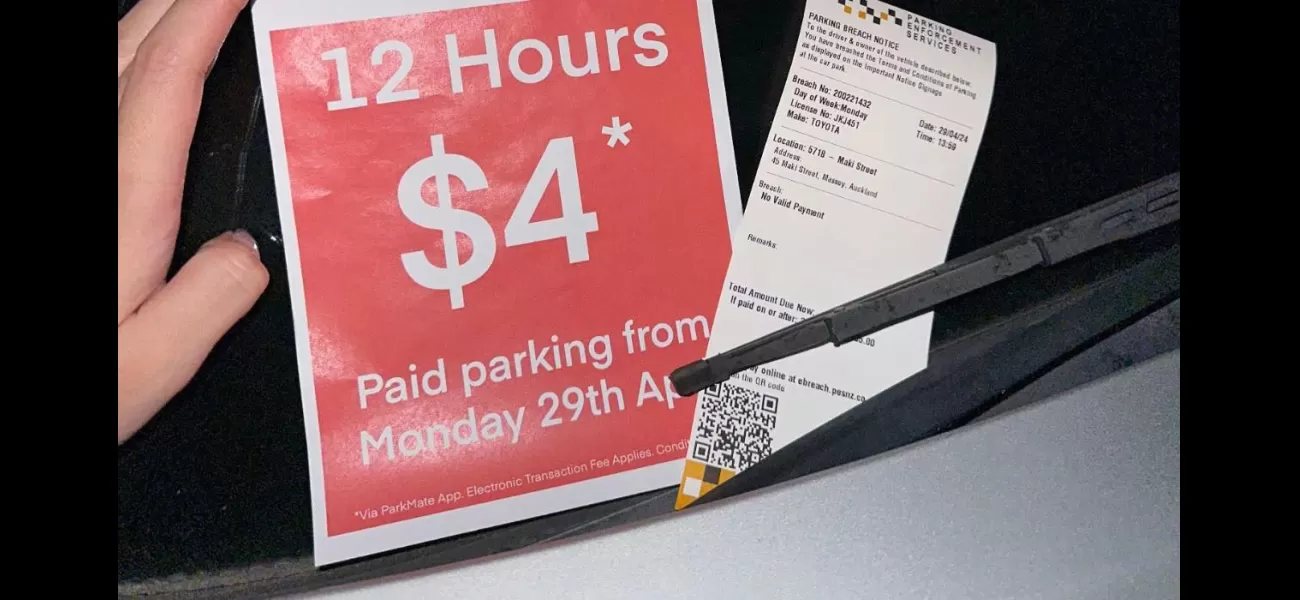 A woman was surprised when a car park was set up around her parked car and she received a ticket.