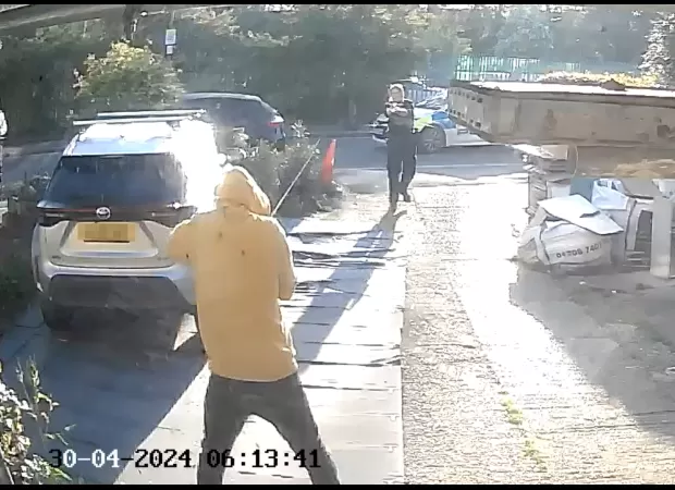 Police used a taser to stop and control a man with a sword in Hainault.