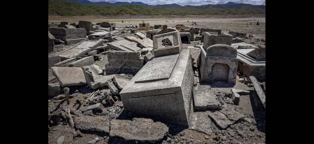 A 300-year-old village resurfaces from a dried-up reservoir during a period of drought.
