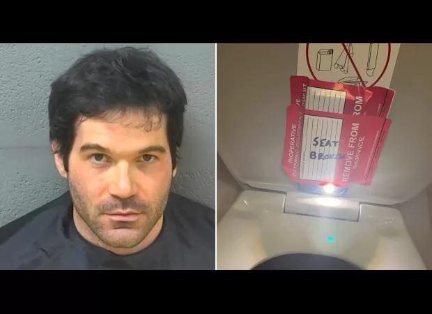 Airline employee used hidden phone to secretly record multiple passengers in bathroom.