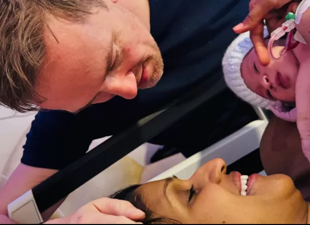 Sky Sports host celebrates birth of child after numerous trips to hospital.