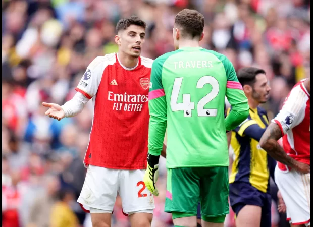 Havertz explains conversation with Bournemouth goalie after controversial penalty call.