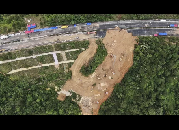 Driver praised for heroic actions during fatal road collapse.