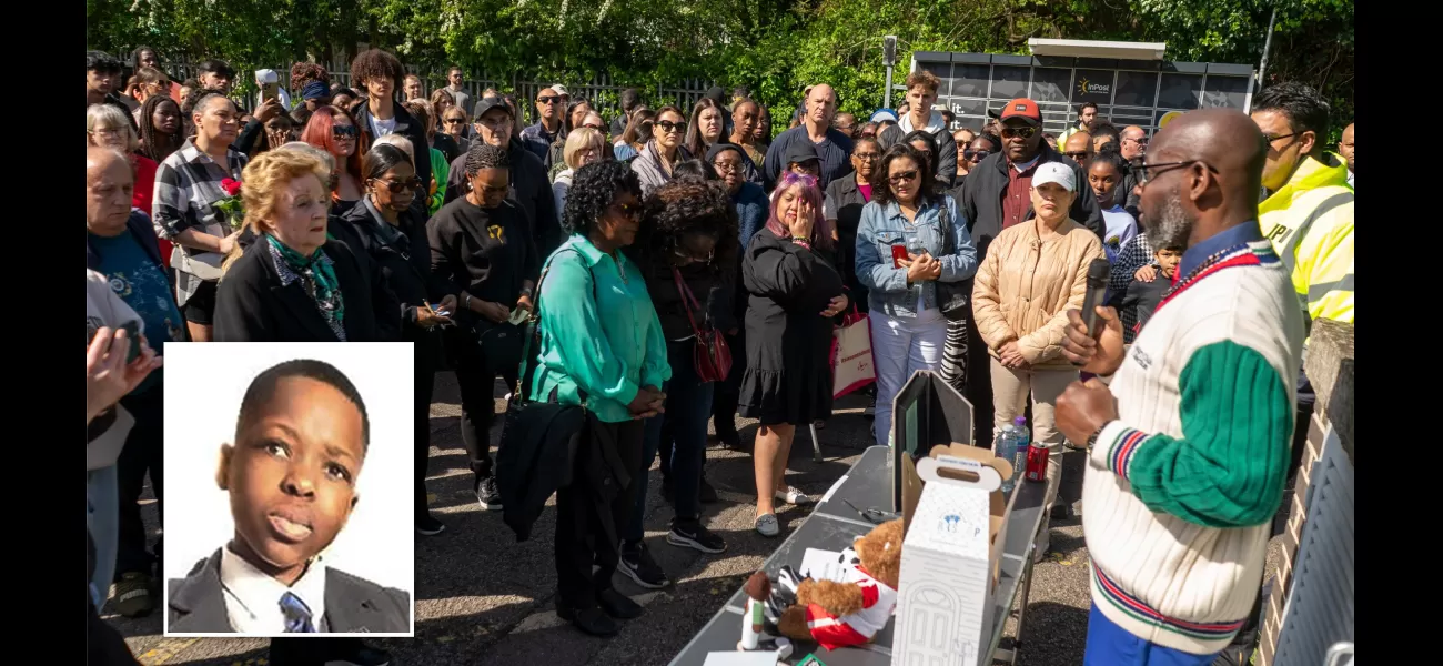A large crowd attends vigil for boy who died in Hainault sword attack.