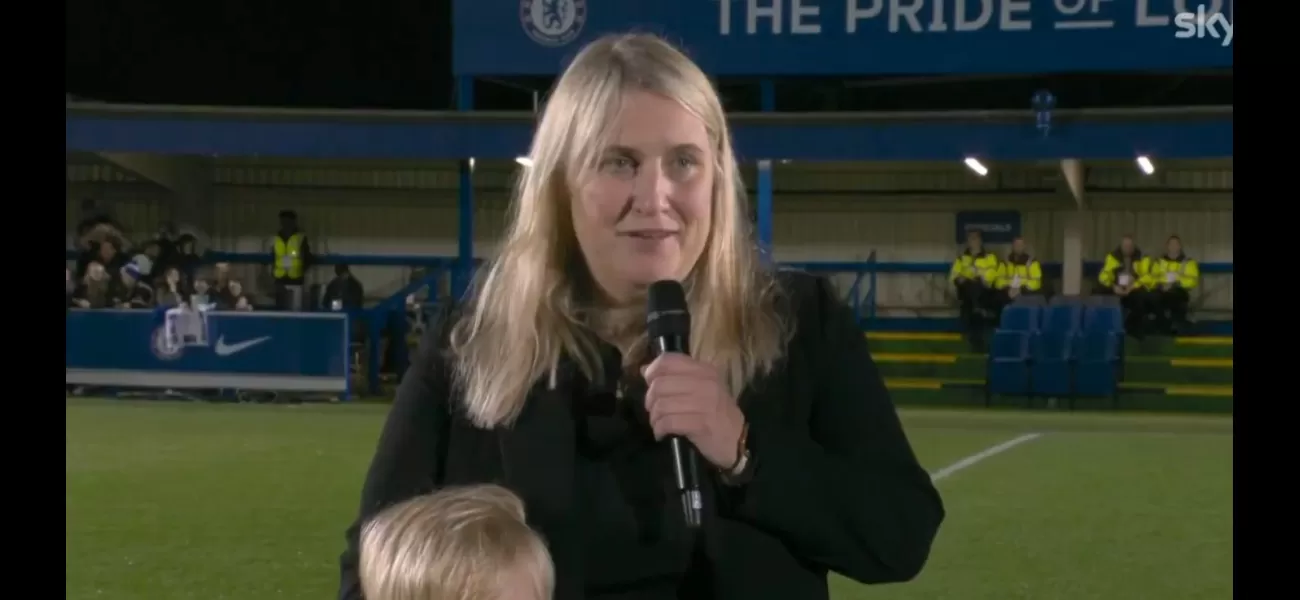 Emma Hayes swore on live TV while speaking to Chelsea fans, with her 5-year-old son nearby.