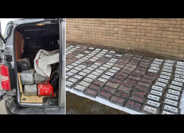 Large amount of cocaine, valued at £40 million, discovered in van behind a small village pub.