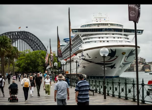 Someone has fallen overboard on a cruise ship near Sydney, prompting a search operation.