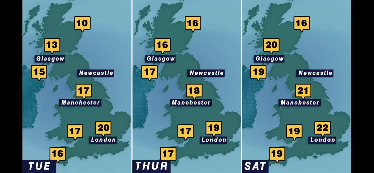 UK map displays potential warmest area for the week.