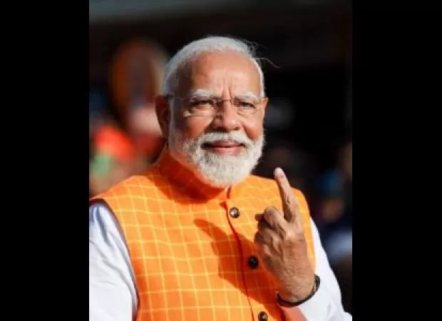 PM Modi casts his vote in Ahmedabad during Lok Sabha elections.