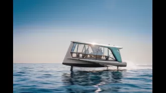 A fancy boat that can fly is available for purchase at a price of £2,100,000.