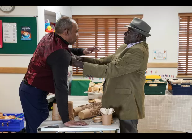 Pastor Clayton, an abuser on EastEnders, is finally exposed for his crimes when he is attacked by Patrick.