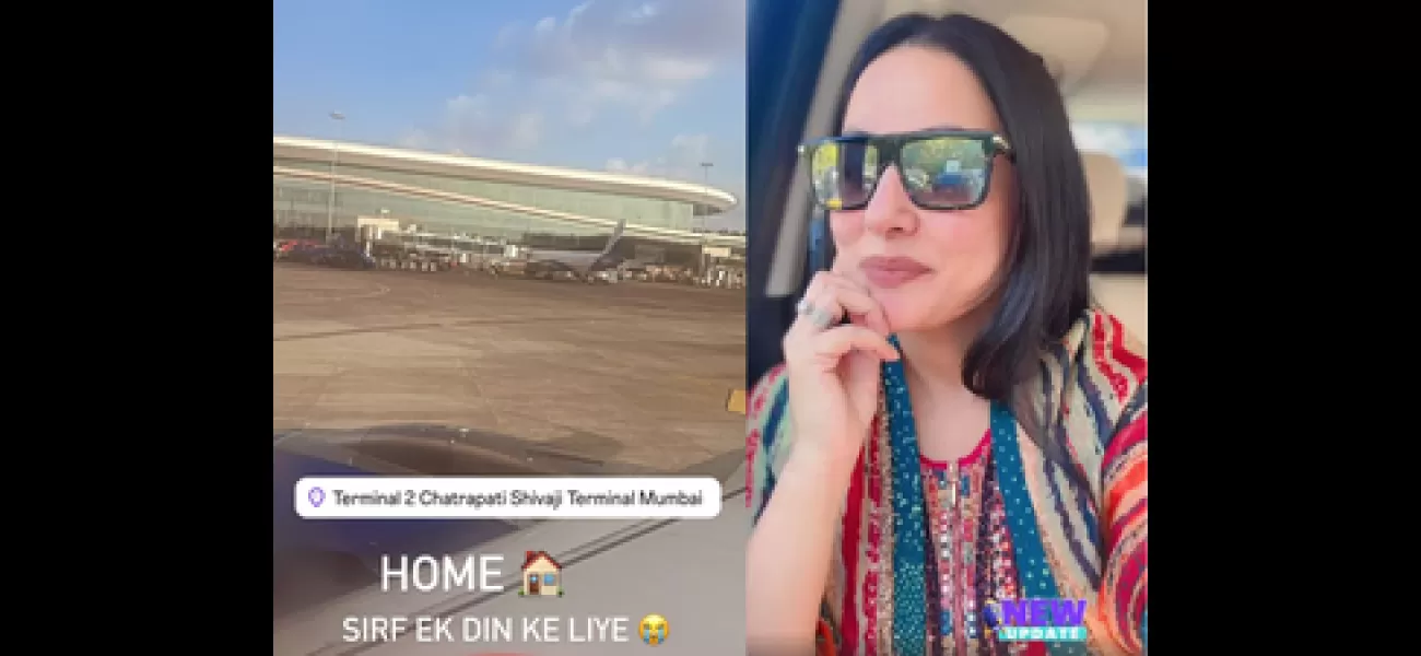 Actress Hina Khan is back in her hometown of Mumbai for just one day.